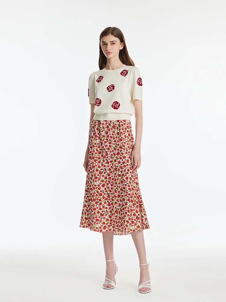 Rose Print High-Waisted Women Half Mermaid Skirt sold by Goelia product image thumbnail 3