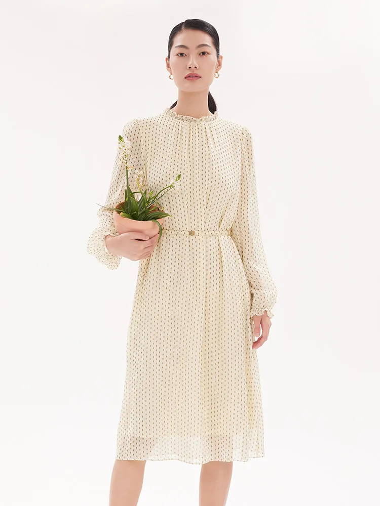 Pure Silk Print Midi Dress sold by Goelia