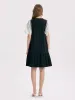 A-Shape Patchwork Puff Sleeve Mini Dress sold by Goelia