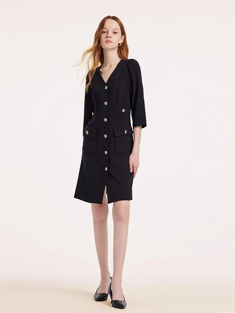 Triacetate Tweed V-Neck Dress sold by Goelia product image thumbnail 2