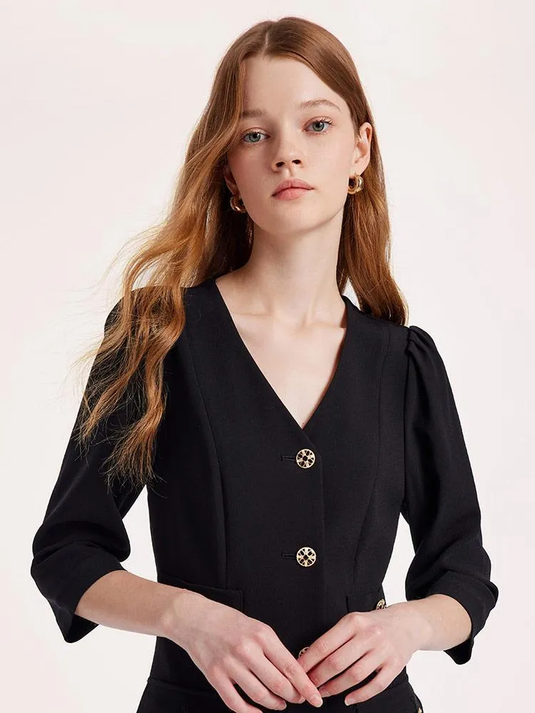 Triacetate Tweed V-Neck Dress sold by Goelia product image thumbnail 5