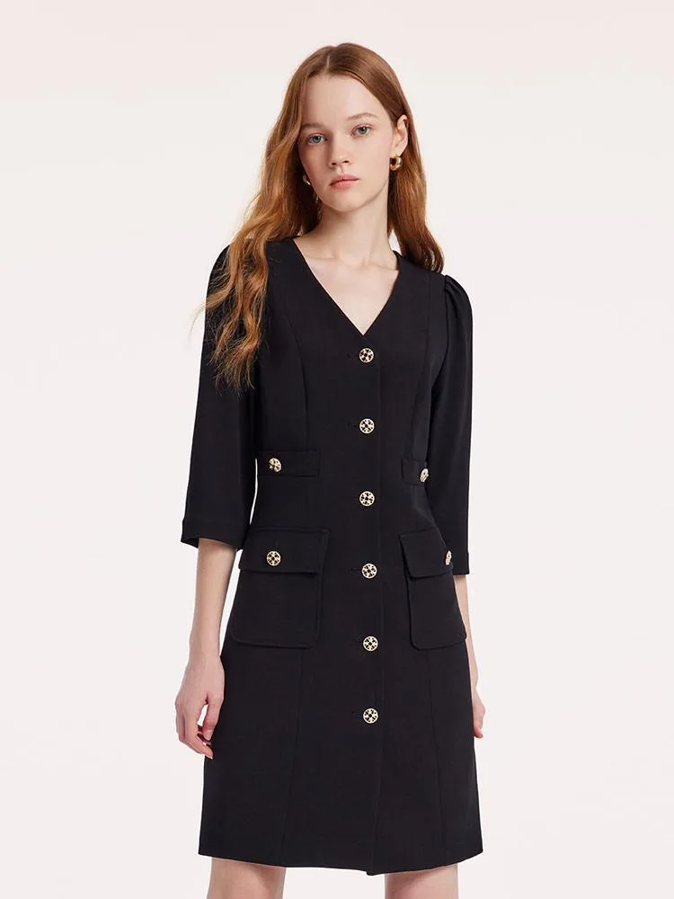 Triacetate Tweed V-Neck Dress sold by Goelia