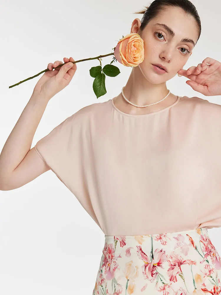 22 Momme Mulberry Silk Round Neck Women T-Shirt sold by Goelia product image thumbnail 5