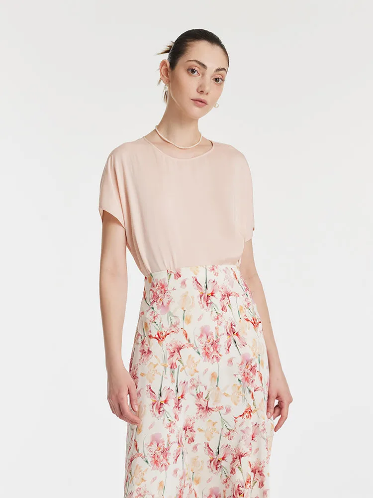 22 Momme Mulberry Silk Round Neck Women T-Shirt sold by Goelia product image thumbnail 3