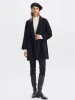 Mid-Length Woolen And Silk-Blend Women Coat sold by Goelia