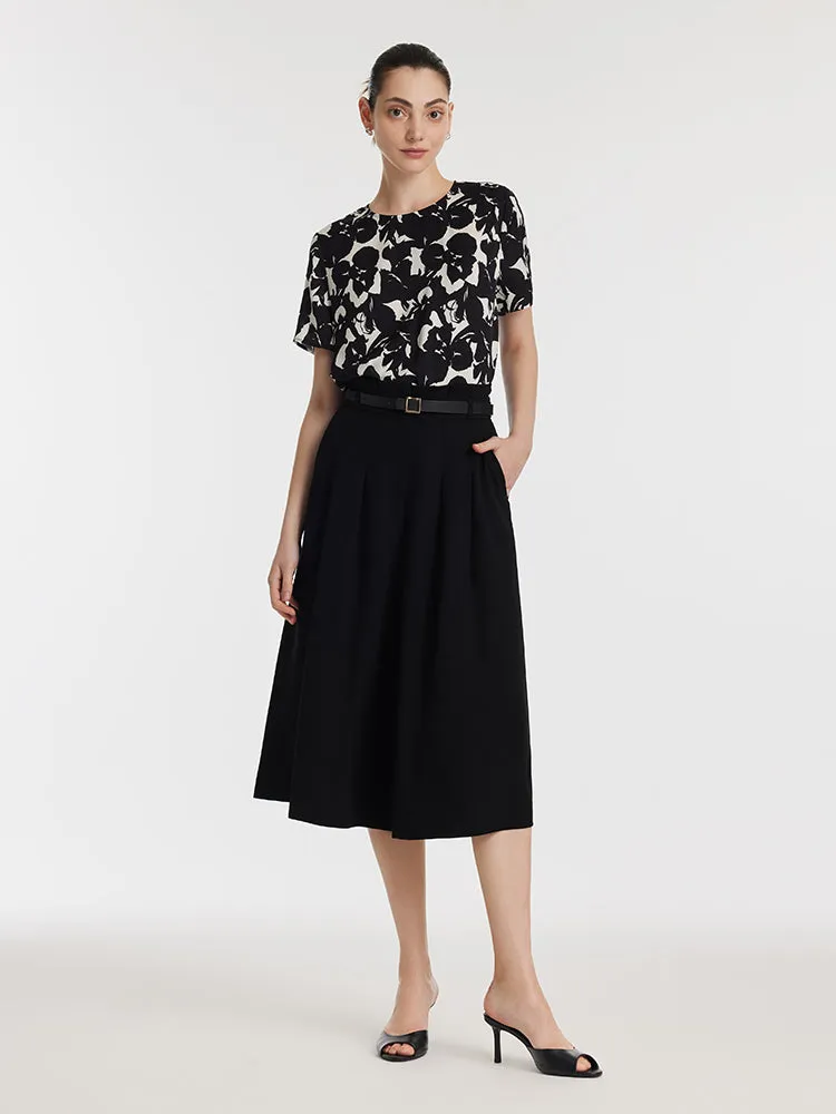 19 Momme Mulberry Silk Iris Print Women T-shirt sold by Goelia product image thumbnail 2