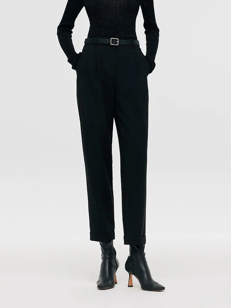 Machine Washable Wool Women Tapered Pants sold by Goelia