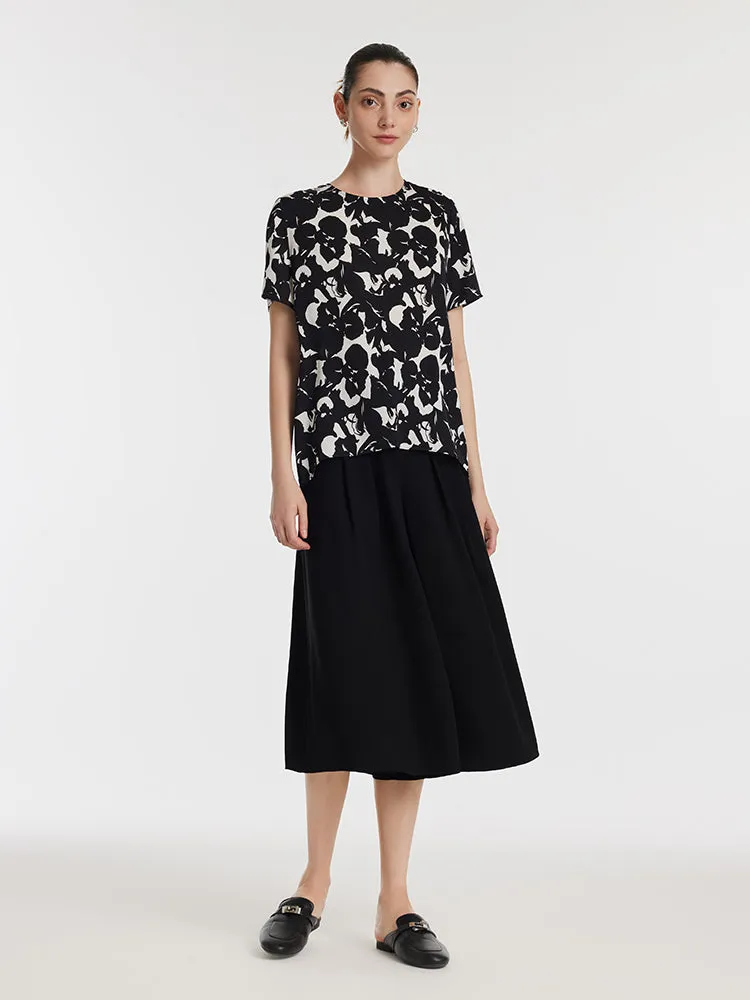 19 Momme Mulberry Silk Iris Print Women T-shirt sold by Goelia product image thumbnail 3