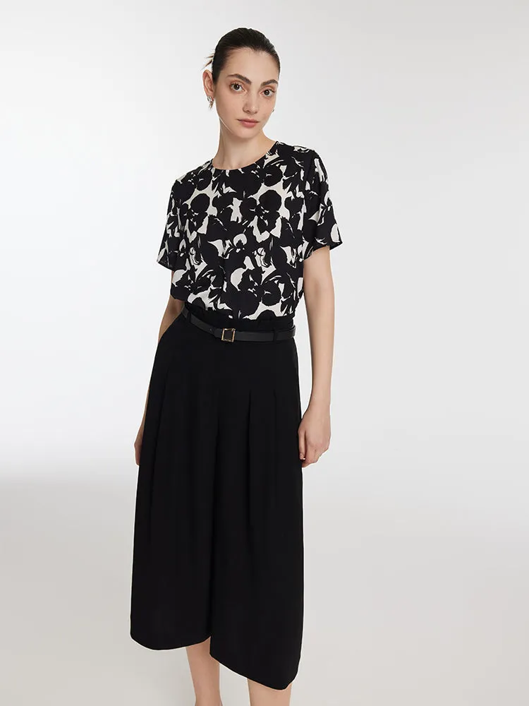 19 Momme Mulberry Silk Iris Print Women T-shirt sold by Goelia product image thumbnail 5