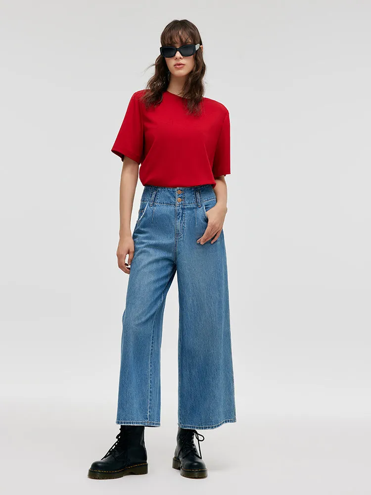 Round Neck Women T-Shirt With Shoulder Pads sold by Goelia product image thumbnail 2