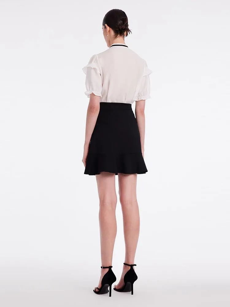 White Acetate Lace Sleeve Top And Half Skirt Two-piece Set sold by Goelia product image thumbnail 3