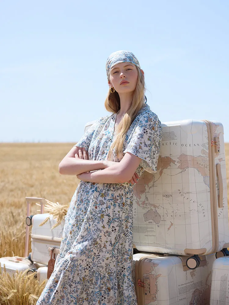 19 Momme Mulberry Silk V-Neck Print Women Maxi Dress sold by Goelia product image thumbnail 3