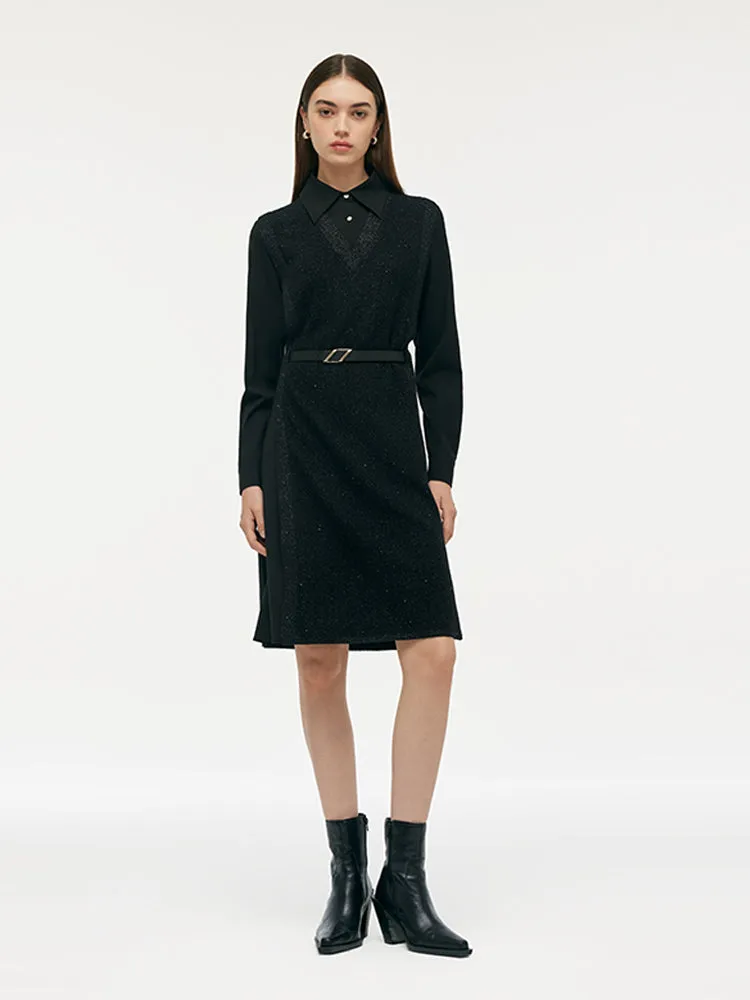 Wool Blend Patchwork Women Mini Dress sold by Goelia product image thumbnail 2