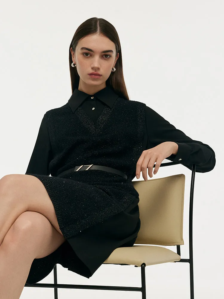 Wool Blend Patchwork Women Mini Dress sold by Goelia product image thumbnail 4