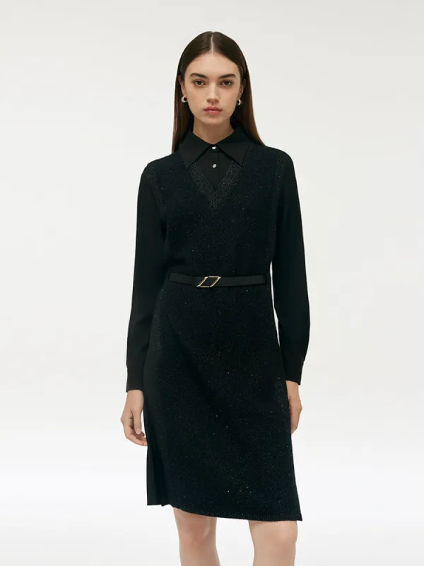 Wool Blend Patchwork Women Mini Dress sold by Goelia