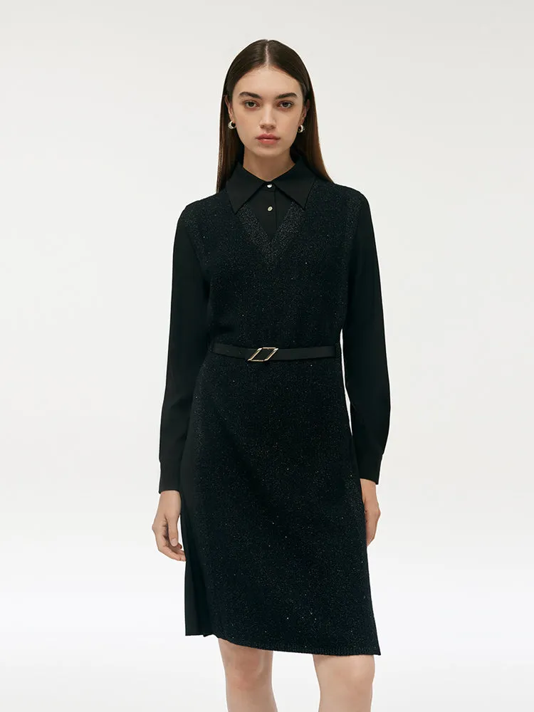 Wool Blend Patchwork Women Mini Dress sold by Goelia