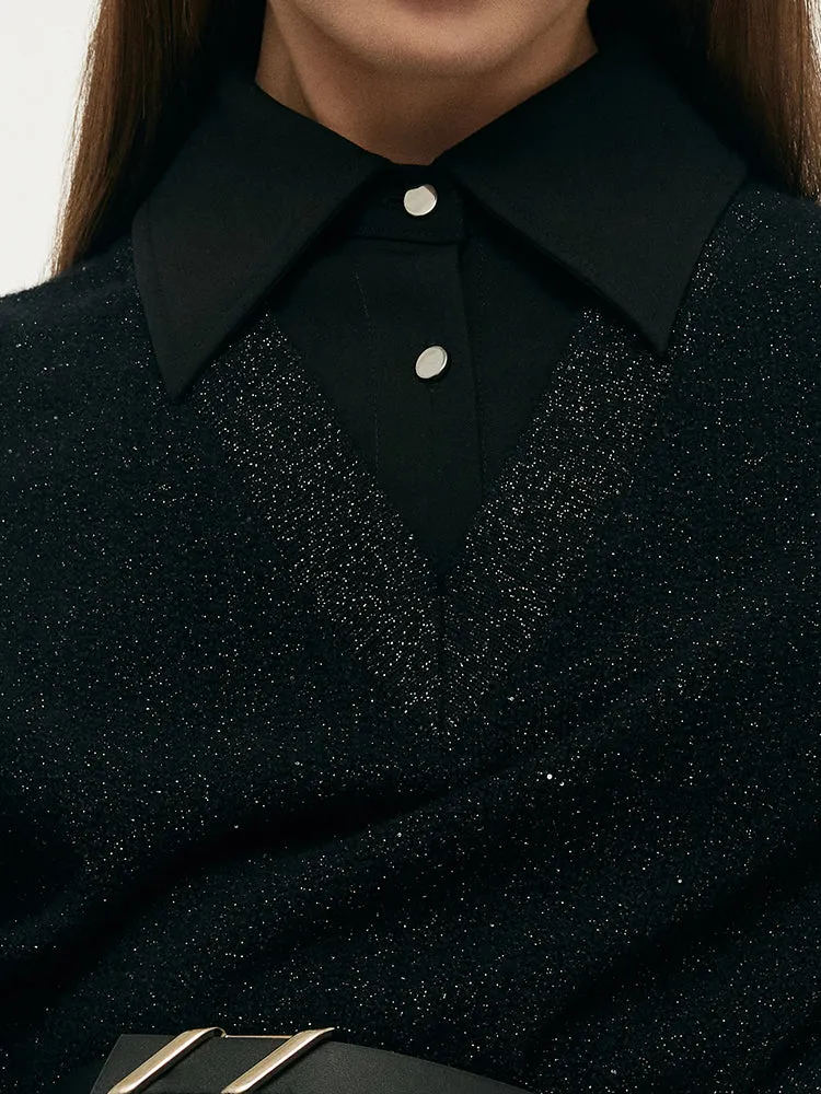 Wool Blend Patchwork Women Mini Dress sold by Goelia product image thumbnail 5