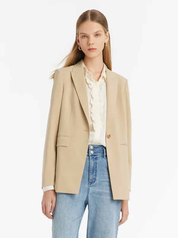 Notched Lapel One Button Women Blazer sold by Goelia