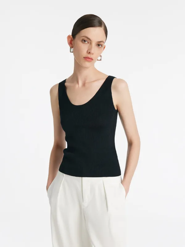 Acetate Round Neck Women Knitted Vest made by Goelia