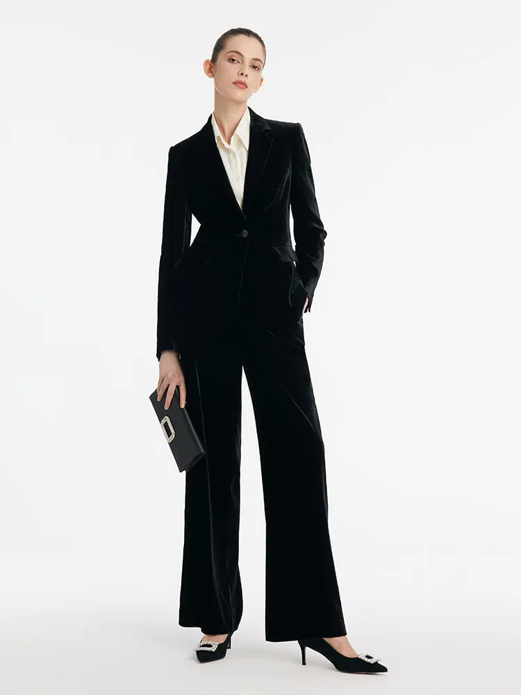 Silk Blend One Button Women Velvet Blazer sold by Goelia product image thumbnail 2