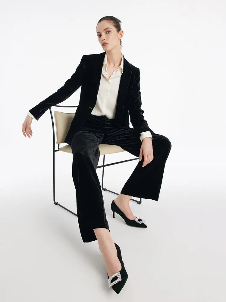 Silk Blend One Button Women Velvet Blazer sold by Goelia product image thumbnail 4