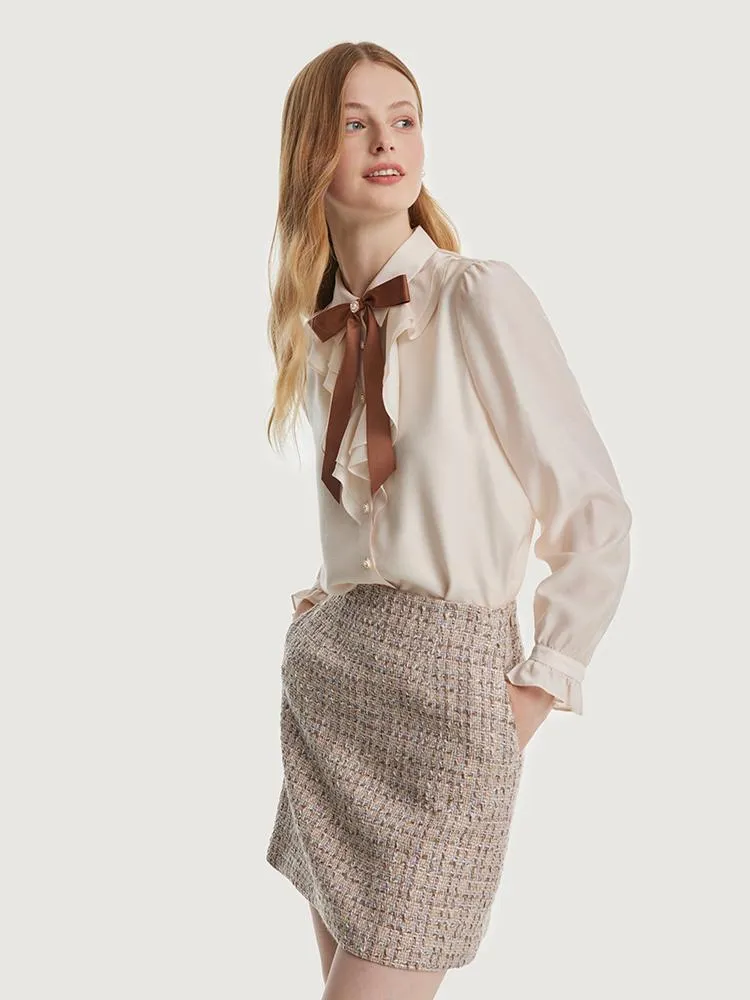 A-line Woolen Tweed Mini Skirt sold by Goelia product image thumbnail 2
