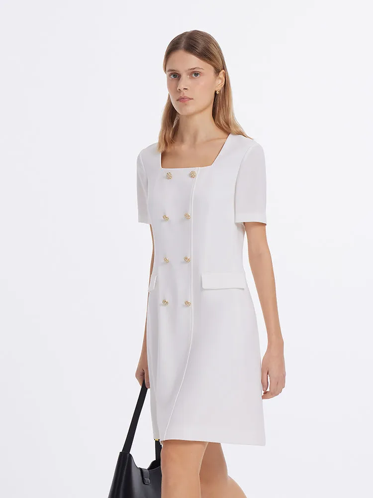 Triacetate Square Neck Double-Breasted Women Mini Dress sold by Goelia product image thumbnail 4