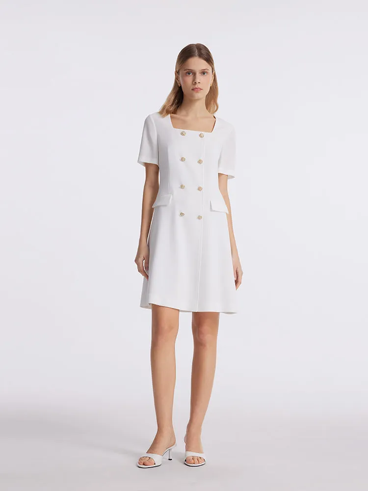 Triacetate Square Neck Double-Breasted Women Mini Dress sold by Goelia product image thumbnail 2