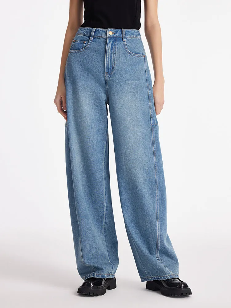 Denim Baggy Barrel Women Jeans sold by Goelia