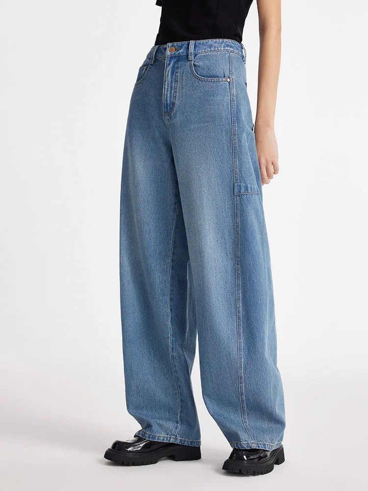 Denim Baggy Barrel Women Jeans sold by Goelia product image thumbnail 3