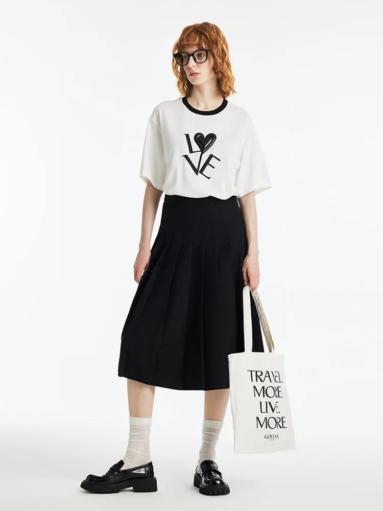 LOVE Letter Printed Contrast Trim Women T-shirt sold by Goelia product image thumbnail 2