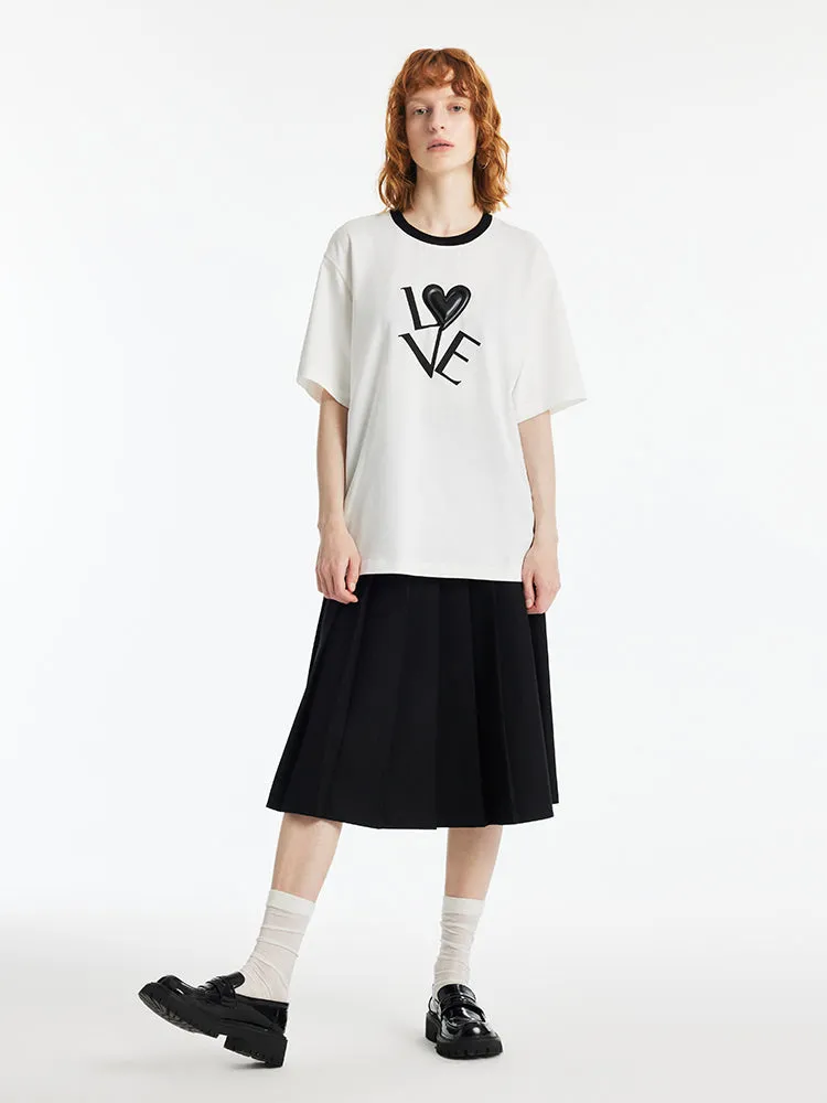 LOVE Letter Printed Contrast Trim Women T-shirt sold by Goelia product image thumbnail 4