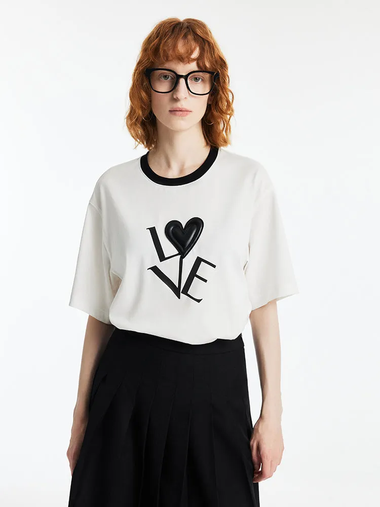 LOVE Letter Printed Contrast Trim Women T-shirt sold by Goelia