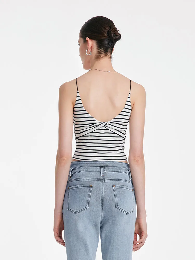 Striped Open Back Camisole With Detachable Chest Pads sold by Goelia product image thumbnail 5