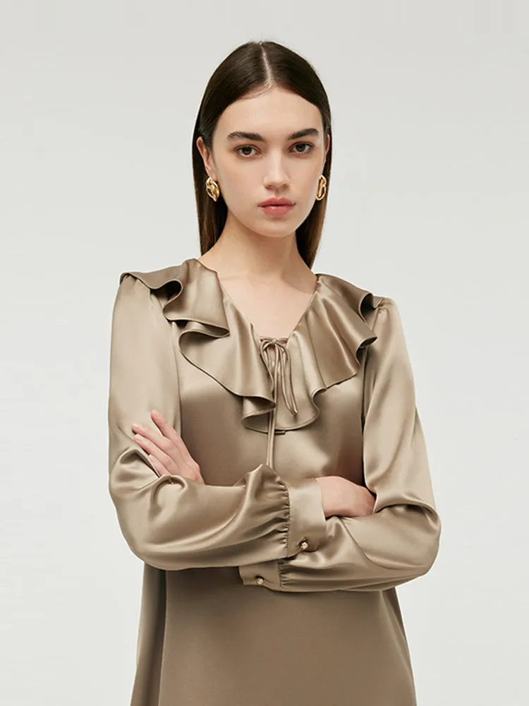 Loose Ruffle Neck Women Midi Dress sold by Goelia product image thumbnail 4