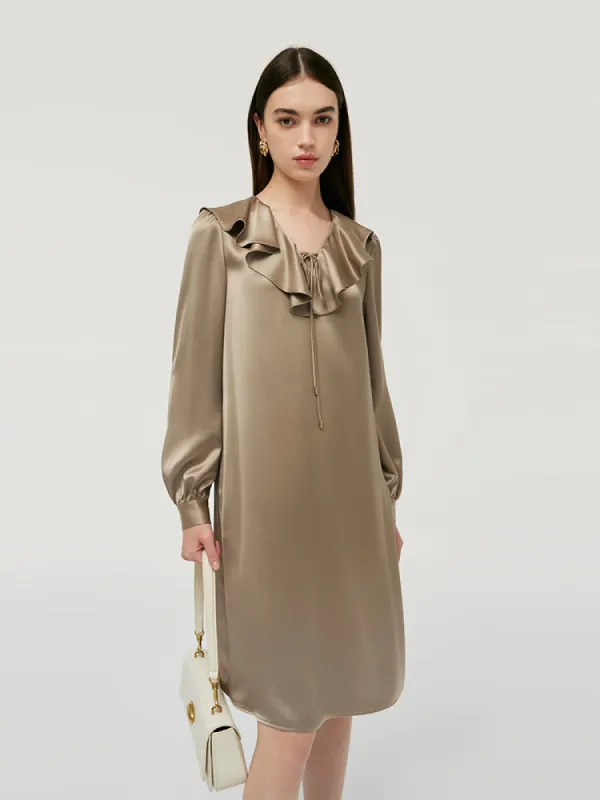 Loose Ruffle Neck Women Midi Dress sold by Goelia