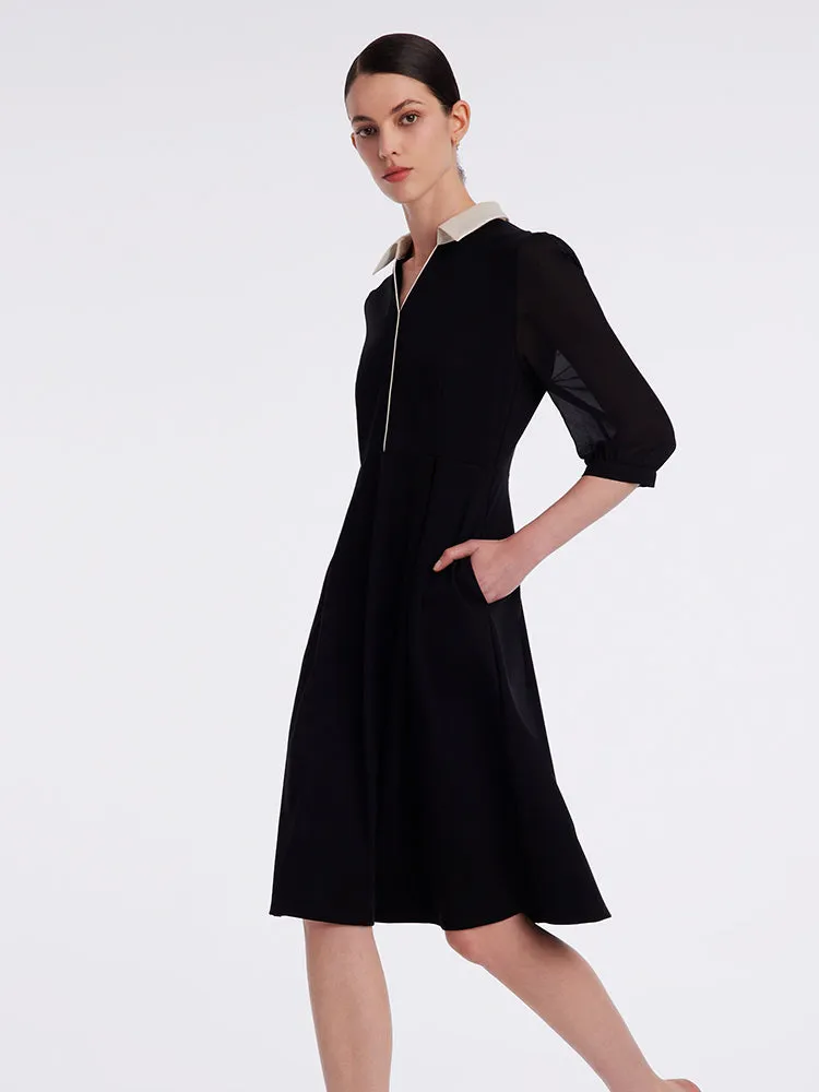 Black Knitted Gathered Waist Midi Dress sold by Goelia product image thumbnail 3