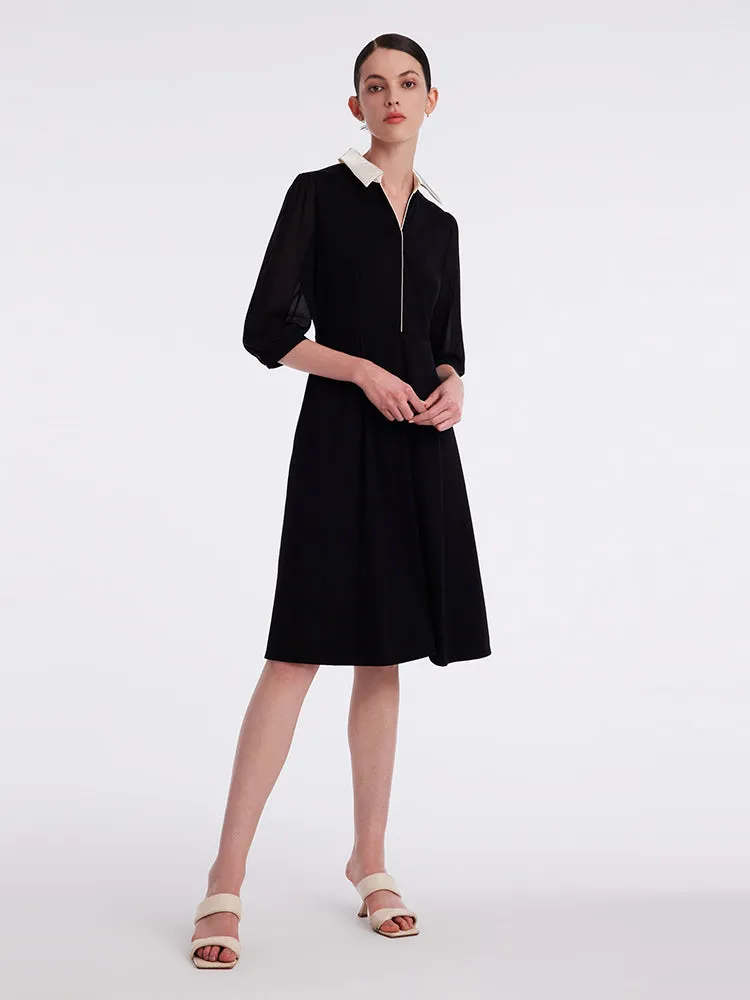 Black Knitted Gathered Waist Midi Dress sold by Goelia product image thumbnail 2