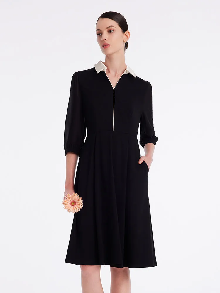 Black Knitted Gathered Waist Midi Dress sold by Goelia