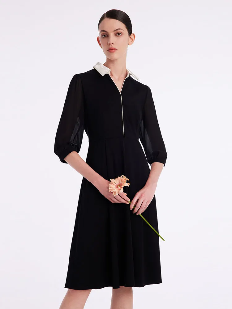 Black Knitted Gathered Waist Midi Dress sold by Goelia product image thumbnail 4