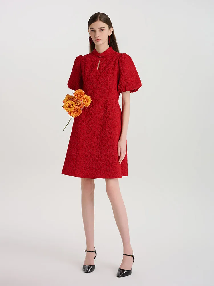 Floral Jacquard Mandarin Collared Women Mini Qipao Dress sold by Goelia product image thumbnail 2