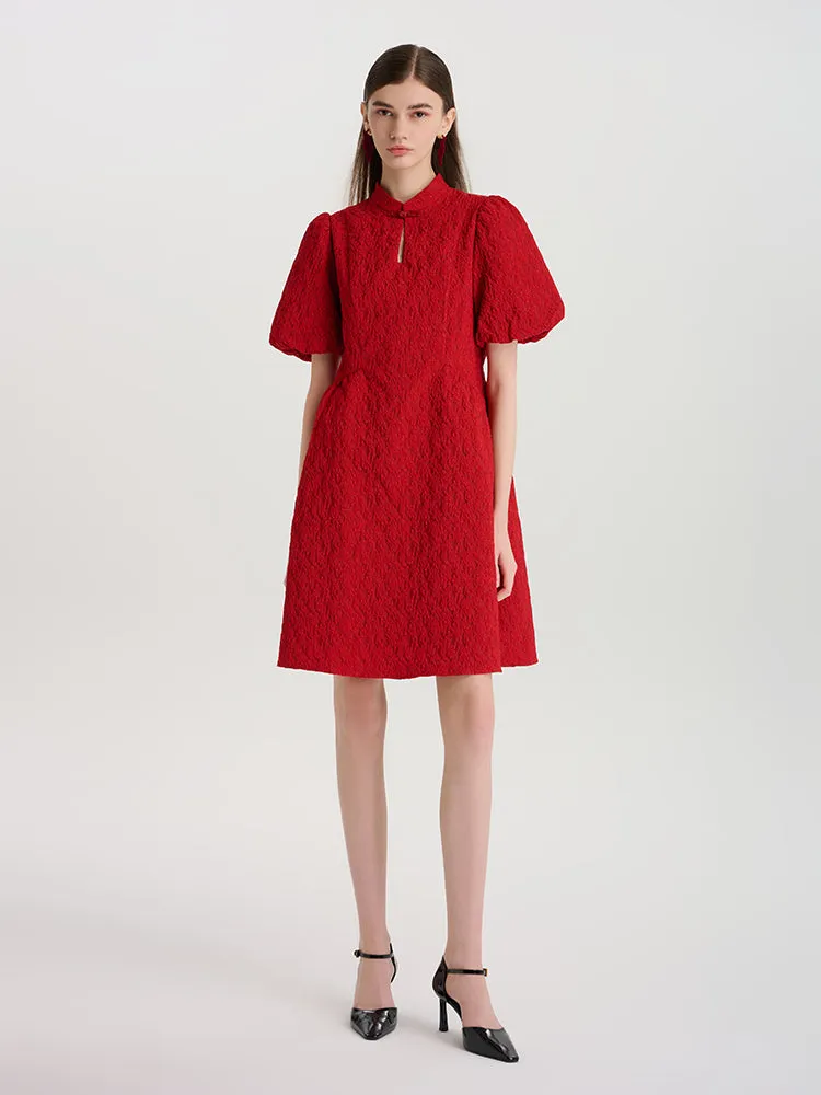 Floral Jacquard Mandarin Collared Women Mini Qipao Dress sold by Goelia product image thumbnail 3