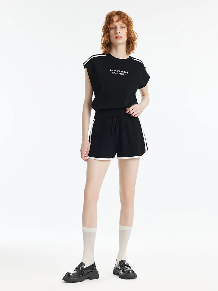 Tencel Contrast Trim Knitted Tank Top And Shorts Two-Piece Set sold by Goelia product image thumbnail 2