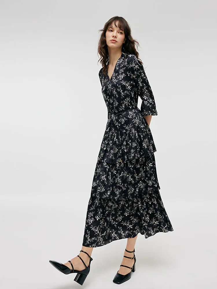 Butterflies Print Tiered Women Maxi Dress sold by Goelia product image thumbnail 2