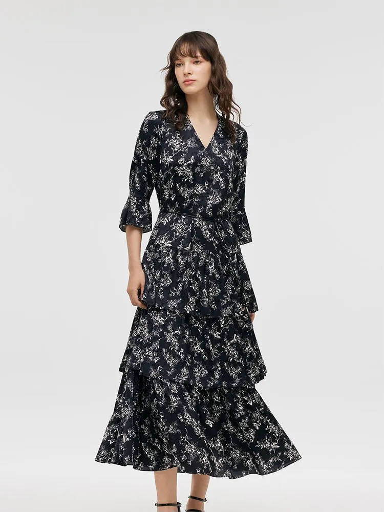 Butterflies Print Tiered Women Maxi Dress sold by Goelia product image thumbnail 4