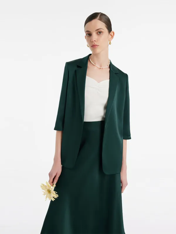 Triacetate Elbow-Length-Sleeve Wrapped Women Blazer sold by Goelia