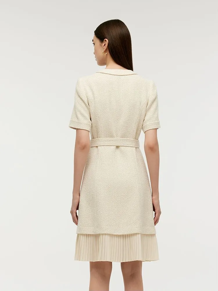 Wool Blend Tweed Women Mini Dress With Belt sold by Goelia product image thumbnail 3