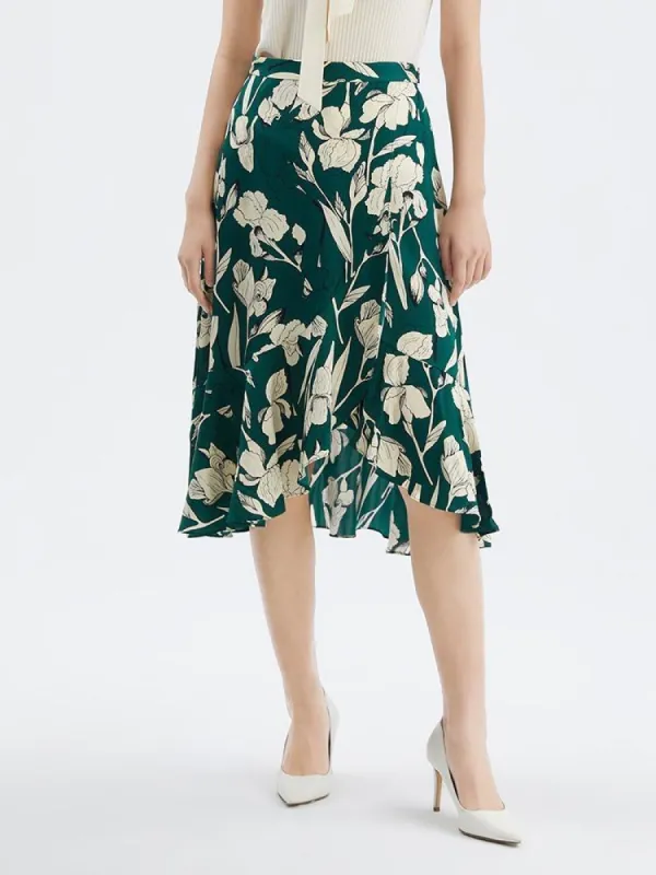19 Momme Printed Silk Skirt sold by Goelia