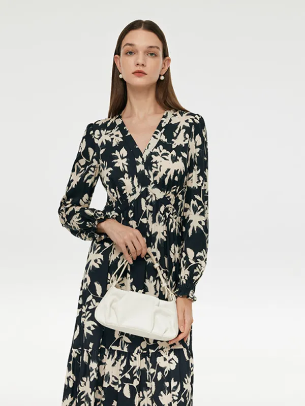 19 Momme Mulberry Silk Floral Print Women Maxi Dress sold by Goelia