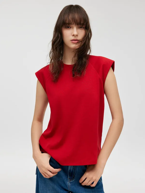 Women Knitted Tank Top With Shoulder Pads sold by Goelia